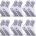 Barrlves 6 Pairs Kids Grip Soccer Socks Cushioned Non Slip Football Athletic Sports Socks for Boys Girls (US, Alpha, Medium, Regular, 6 Pairs White)