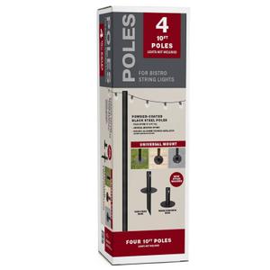 EXCELLO GLOBAL PRODUCTS Bistro String Light Poles - 4 Pack - Extends to 10 Feet - Universal Mounting Options Included, Poles Only