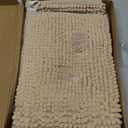 Hangable Bathroom Rugs, Absorbent Chenille Bath Mat Rug Set Non Slip, Soft Shaggy Bath Room Floor Mats for Bathroom,Machine Washable (Camel)
