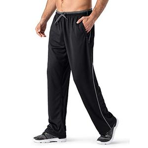MAGNIVIT Men's Mesh Warm-Up Sweatpants Open Bottom Lightweight Athletic Jogger Pants Black/Grey