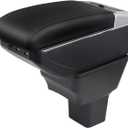 for Nissan Kicks Armrest 2016-2023 Car Center Console Organizer with Middle Compartment Easy Installation with Cup Holder and USB Port (Black)