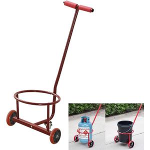 Multifunctional Effortless Utility Cart | Water Bucket Hauler, Trash & Propane Tank Mover | Essential for Elderly Home Use, Camping, Outdoors, Garden & Workshop | Heavy Duty Easy Pulling, Red