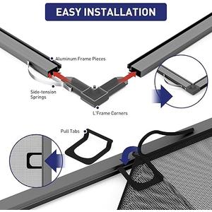 Window Screen Frame Kit-2-Gray Packs, DIY Aluminum Alloy Frame Screen Window Up to 46" x 46" for Windows/Doors, Includes 48" x 99" Mesh & 33ft Spline & Tool Kit, Easy Install, Insect Proof