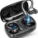 Wireless Earbuds Bluetooth Headphones Sport, 2024 Bluetooth Earbuds Stereo Ear Buds, Noise Cancelling Mic, IP7 Waterproof Headset for Workout/Running Black