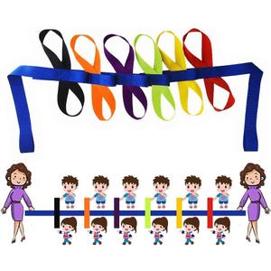 Walking Rope for Preschool Line Up Rope with Rings for Kids Toddlers to Walk Together Safety Daycare Leash Straps with Handles Teachers School Belt Colorful Line Holder (12 Children & 2 Adults)