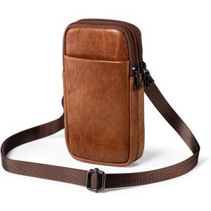 Ranboo Leather Phone Holster for Belt, Fits for iPhone 16 Plus 15 Pro Max 15 Plus 14 Pro Max Samsung Galaxy S25 Plus Belt Clip Wallet Case Cell Phone Holder Arm Pouch Crossbody Purse Waist Bag (Brown)