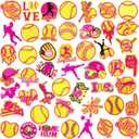 Hotop 48 Pcs Softball Iron on Patches Embroidered Softball Patches Baseball Party Favors Sport Ball Backpacking Sew on Appliques for Hats Jeans Clothes Backpack Cap DIY Crafts Sports Club Team Gifts