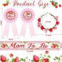 Ceenna Strawberry Baby Shower Decorations Mom to Be Sash Dad to Be Pin Flower Crown Berry Sweet Mommy Sash Baby Shower Party Favors for Girls Pregnancy Props Gift