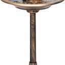 Alpine Corporation TEC106-BZ 35” Tall 3-Tier Pedestal Water Fountain with Birdbath in Vintage – Outdoor Garden Fountain for Yard, Patio, Deck Decoration, Bronze