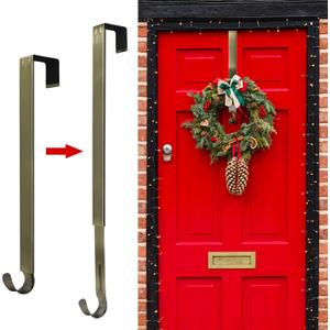 Wreath Hanger for Front Door, Adjustable Wreath Hanger from 15 to 25 Inches Wreath Hanger, 20 lbs Larger Door Upgrade Wreath Hanger Christmas Fall Wreaths Decorations Hook (Nickel)