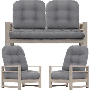 Wenqik 7 Pcs Outdoor Wicker Chair Cushions Set with 1 Loveseat 44 x 19 in Weatherproof & 6 U Shaped Cushions for Wicker Patio Furniture Porch Swing Bench Seat Sofa Couch(Gray)