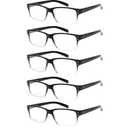 NORPERWIS Reading Glasses 5 Pairs Quality Readers Spring Hinge Glasses for Reading for Men and Women (5pcs - Black/Clear, 3.00)