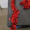 Valentine's Day Heart Tinsel Garland - Red, Pink, and White Metallic Hanging Decorations for Home, Indoor, Outdoor, Wedding, Red