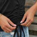 AUTOMET Tank Tops for Women Summer Sleeveless Loose Fit U Neck T Shirts Button Drawstring Basic Tee (Black, M)