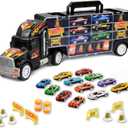 Toy Truck Transport Car Carrier Toy for Boys and Girls Age 3-10 yrs Old - Hauler Truck Includes 12 Toy Cars and Accessories - Car Truck Fits 28 Car Slots - Ideal Gift for Kids