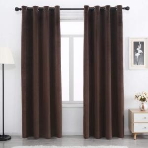 SPXTEX Brown Velvet Blackout Curtains 96 Inches Long - Light Blocking Grommet Window Panels Set of 2 - Heat Insulated Thermal Curtains for Bedroom