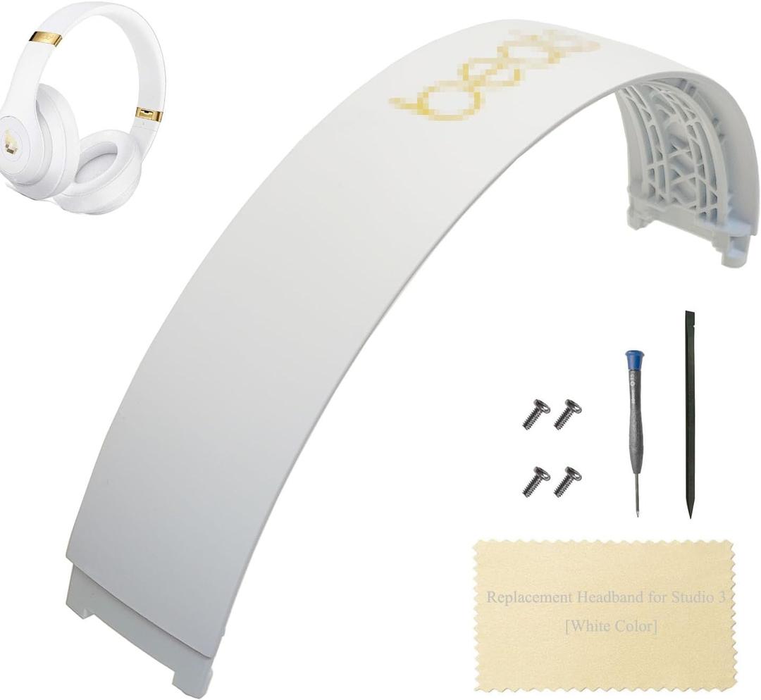 Studio 3 Head Band Replacement Accessories, Studio 3 Wireless Headphones Replacement Top Headband Parts with Repair Kit (-White Color)