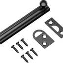 4 Inch Solid Brass Surface Bolt, Heavy Duty Concealed Slide Surface Door Bolt, Slide Bolt Latch French Door Lock with Screws for Windows Cabinet Wooden Fence Yard, Black, 1 Pack