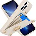 LAMEEKU Wallet Case with Card Holder for iPhone 13 Pro Max, 360Rotation Ring Stand, Leather Kickstand Card Slots Case,RFID Blocking Shockproof Cover for Women and Men for Apple 13 Pro Max 6.7'' Beige