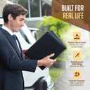 STYLIO Padfolio Portfolio Organizer Binder | Interview Resume Folder, Legal Document, Business Card Holder |w/Letter-Sized Notepad | Handsome Piano Noir Faux Leather Folio Matte Finish, Accent Stitch (Padfolio (12.5" x 9.6" x 0.9"), Black)