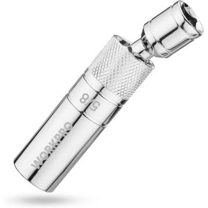 WORKPRO 5/8" Magnetic Spark Plug Socket with Magnetic Design, Swivel Thin Wall Spark Plug Socket, 3/8" Drive x 4" Total Length, 360 Degree Swivel, 12 Point