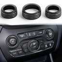 Auovo Volume Tune Air Conditioner Knob Covers Compatible with Durango 2014-2020, Grand Cherokee 2014-2021 Car Interior Trim Knob Cover Air Conditioning Switch Volume Controller Rings (B-Long, Black)