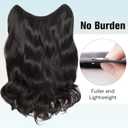 FAVE V-Shaped Clip in Extensions Synthetic Hair Extension Wavy Hair Extensions Brown Black Hair Extensions One Piece Extensions with 5 Secure Clips Vigorous Clip in Hair Extension for Women
