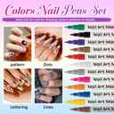 12 Colors Nail Art Pens Set, 3D 0.5MM Nail Polish Pens, DIY Nail Markers, Quick Drying Long Lasting Paint Graffiti Point Dotting Liner Pen Tools for Home & Salon