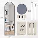DUMOS 47"x14" Full Length Door Mirror, Arched Full Body Mirror, Black