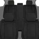 ROCCS Full Set Seat Covers for Chevy Silverado GMC Sierra 1500 2500HD 3500HD Crew Double Extended Cab 2024 2007-2025 Pickup,Airbag Compatible Front and Rear Seat Waterproof Protectors,Leather Black