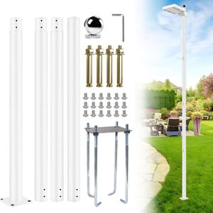 Modern Outdoor Street Light Pole, White Lamp Post with Base Waterproof Metal Light Pole for Yard, Patio, Driveway, Garden, Street, Walkway Lighting (13Ft/156)