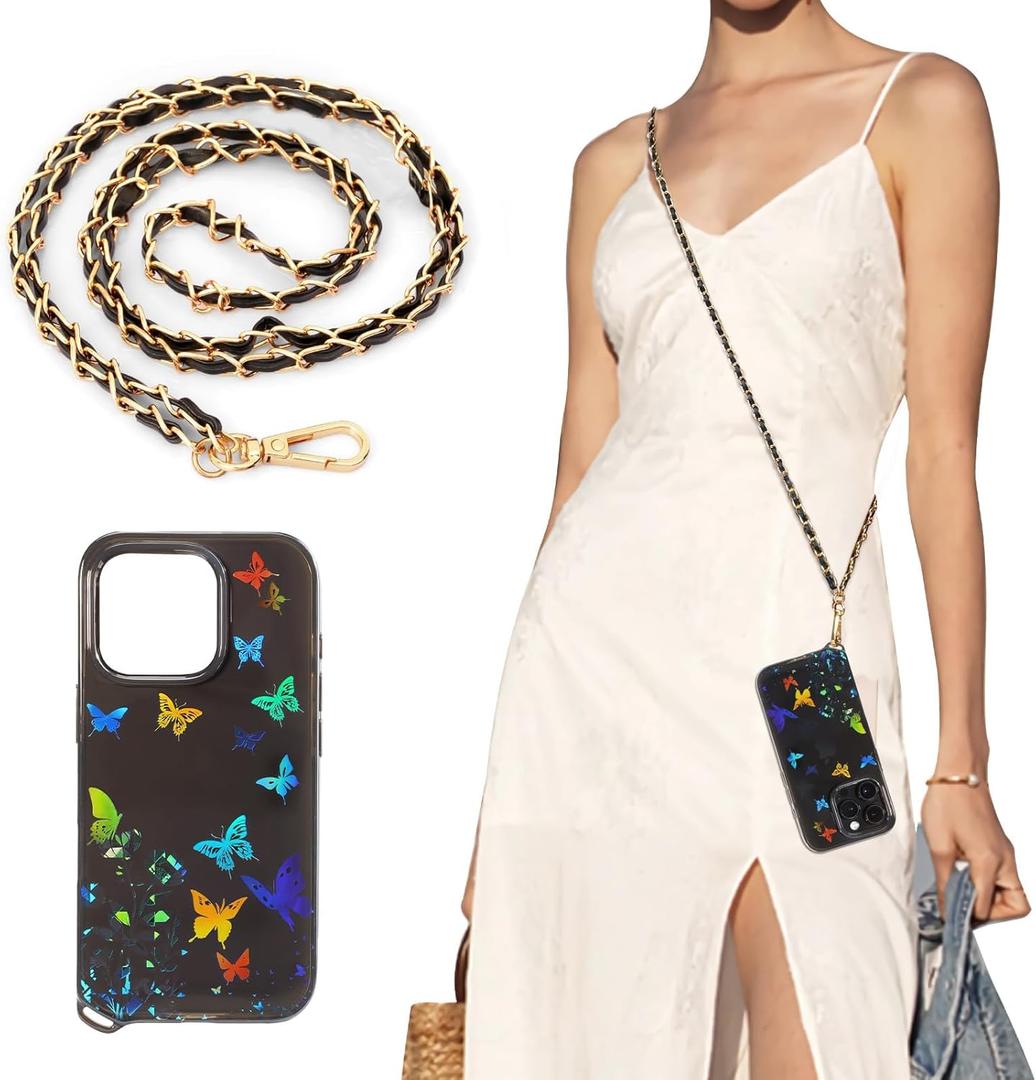 TiMOVO for iPhone 16 Pro Case with Strap, Soft TPU Translucent Shockproof Smartphone Cover with Removable Crossbody Lanyard, Coal Black