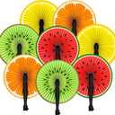 Taiyin 12 Pack Fruit Party Favors Twotti Fruity Hand Fans Decoration Summer Round Paper Folding Handheld Fan for Holiday Wedding Birthday Baby Shower Party Decor Gift Travel Camping Employee DIY Craft