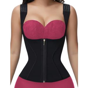 SHAPSHE Waist Trainer High Compression Cincher for Women Tummy Control Sport Workout Hourglass Body Shaper Vest with Straps (Small, Black-Classic)