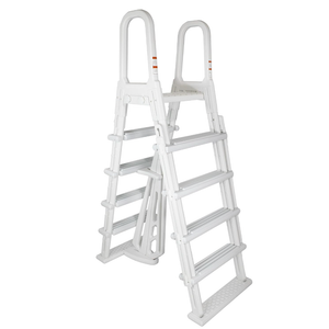 Blue Wave A-Frame Flip-Up Pool Ladder for Above Ground Pools | Flip-up safety steps, non-skid treads, anti-entrapment barrier & lock, fits 48-54 in pools, 250-lb cap, safe pool access