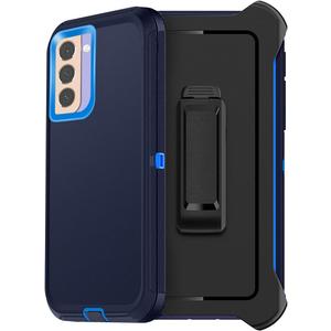 2 x AICase Belt-Clip Holster Case for Samsung Galaxy S21 FE, Drop Protection Full Body Rugged Heavy Duty Case, Shockproof/Drop/Dust Proof Military Grade Protective Durable Phone Case for Galaxy S21 FE 5G (Navy Blue with Belt)