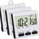 Mudder 3 Pack Digital Kitchen Timer for Cooking, Big Digits, 24 Hour Magnetic Backing Stand Kitchen Timers Clock for Classroom Kids Teachers, Loud Alarm and Big Screen (Black and White)