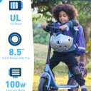 Hiboy Q2 Lite Electric Scooter with Seat for Kids Ages 410, LED Lights, UL Certified, 9.3 MPH, 100W Motor, Easy Control, Blue