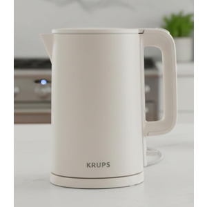 KRUPS 1.5L Electric Kettle Stainless Steel Cool Touch Interior, Fast Boiling, One Cup in 80 Seconds, Double Wall, Auto Off, Keep Warm, Hot Water Kettle Electric, Cordless, Beige