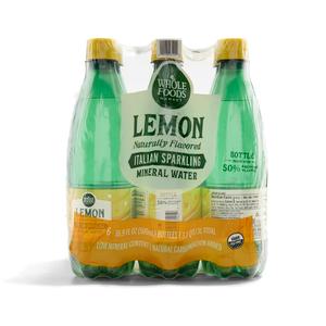 2 x Whole Foods Market, Lemon Sparkling Mineral Water, 16.9 Fl Oz, 6 Count (EXP 10/15/25)