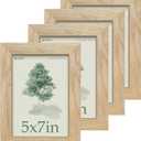 5x7 Picture Frame 4 Pack, Natural Solid Wood Photo Frame, HD Tempered Glass, Table Display or Wall Hanging