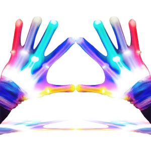 LED Gloves,LED Finger Gloves,Finger Light Gloves,LED Gloves for Kids Gifts,The Toys for 3-8 Year Old Boys Girls,Light Up Gloves have 5 Color/6 Mode,in Halloween Chrismas Party(1 Pair/S)