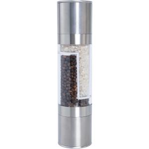 2 in 1 Salt and Pepper Grinder Stainless Steel Manual Pepper Mill Adjustable Coarseness Ceramic Spice Grinder Dual Refillable Salt Pepper Mill Shaker for Camping Travel Outdoor Home BBQ