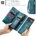 Asuwish Phone Case for Google Pixel 9/9 Pro 5G Zipper Wallet Detachable Cover with Tempered Glass Screen Protector and Leather Flip Credit Card Holder Cell Accessories Pixel9 9Pro Nine Women Men Blue