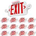 Sunco 12 Pack LED Exit Sign With Emergency Lights, Red, Two Mini Adjustable Lights, 94V-0 Fire Resistant, Backup Battery, 2.3W 6000K Daylight Deluxe, 200 Lumens 120-277V, Wall Or Ceiling Mount UL