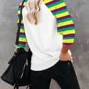 DUTUT Mardi Gras Sweatshirt for Women: Mardi Gras Shirt Sequin Sparkly Crewneck Sweater Carnival Party Pullover Top (S)