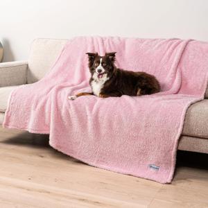 PetAmi Fluffy Waterproof Dog Blanket for Bed Large Dogs, Soft Warm Pet Sherpa Throw Pee Proof Couch Cover, Reversible Cat Blanket Sofa Crate Kennel Protector, Washable Mat (Pink Blush, 60x80)
