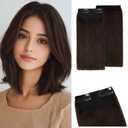 S-noilite 2 pieces 6 inch Clip In Short Hair Extensions 100% Remy Human Hair Invisible Mini Short Clip in Hairpiece for Women with Thinning Hair Dark Brown