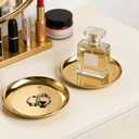 2 Pack 4 Inch Small Gold Tray, Palm-Sized Gold Jewelry Tray,Small Stainless Steel Tray for Jewelry, Vanity, Kitchen, Bathroom
