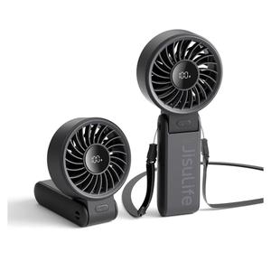 JISULIFE Handheld Fan Life7 – Ultimate Flexibility: High-Power Motor, LED Display, 19.5 Hrs Cooling, 5000mAh Rechargeable, 5-Speed, Foldable Design, 3-IN-1 Portable Fan for Travel Cruise Beach(Black)